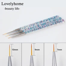 3 pièces/ensemble ongle Gel dessin peinture ongle Liner brosse Transparent acrylique paillettes paillettes poignée ongles brosses pour manucure outil(China)