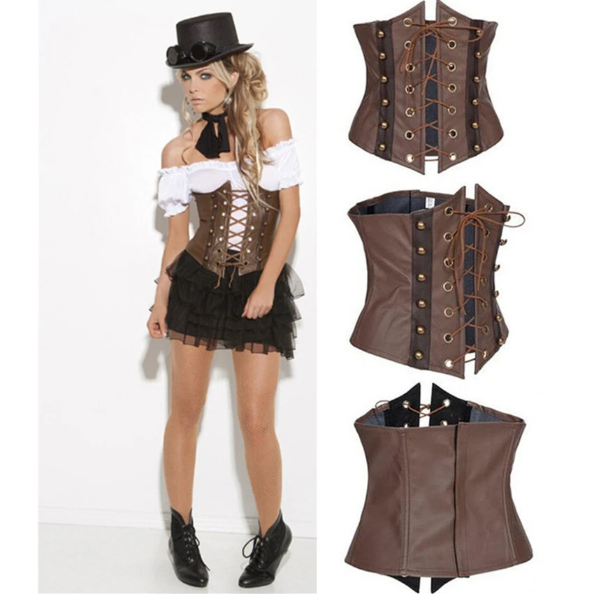 

Medieval Woman Gothic Underbust Leather Corset Palace Princess Pirate Cosplay Waistband Steampunk Renaissance Bustiers Top