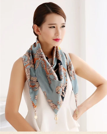 Women Neck Scarves 2017 Print Imitated Silk Scarf Triangle Shawl Wrap ...