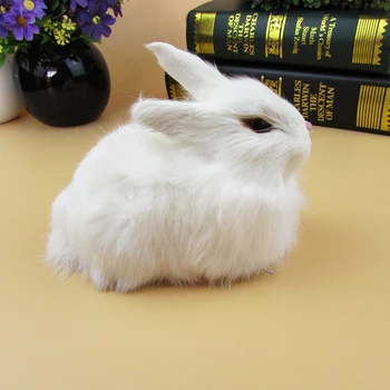 

simulation rabbit model toy 15x12cm white rabbit craft toy decoration toy gift a2097