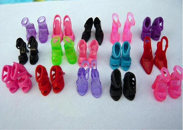 

12 Pair Mixed-Styles Fashion Sandals Little Toy Assorted Shoes for Doll Accessories Original High-heel Shoes Dolls