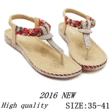High quality 2016 Summer Flat Shoes Women Beach Sandals Thongs Slippers Flip Flops Big Size 35 – 41