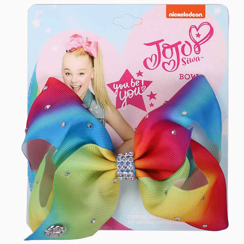 Jojo Siwa бант Grosgrain ленты с красивыми бантиками шикарные блестящие стразы заколки