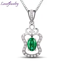 Юбилей натуральный зеленый изумруд для женщин свадебный кулон Овальный 4x6 мм драгоценный камень Твердые 18Kt Белое золото Бриллианты акцентированные ювелирные изделия