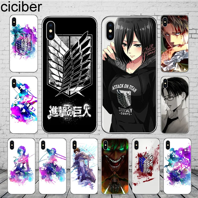 

ciciber Attack On Titan For iphone 11 Pro Max Cover For iPhone 8 7 6 6S Plus X XR XS MAX 5 5S SE Phone Case Soft Silicone Coque