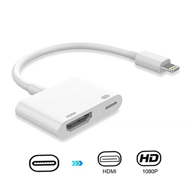 

HDMI Adapter Converter New 2 in 1 Plug and Play Digital AV Connector Compatible for iPhone X XS MAX 8 7 Plus iPad iPod 1080p HD