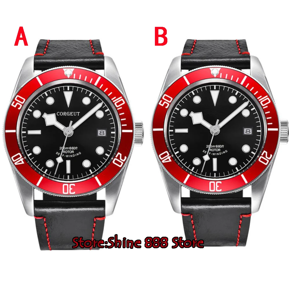 

41mm corgeut black sterile dial miyota Automatic movement diving mens watch