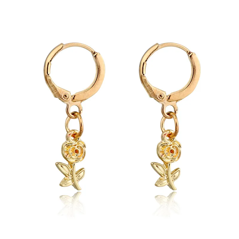 

Women Jewelry Statement Charms Small Earring Brinco European Gold Silver Round Minimalist Hoop Earrings Female