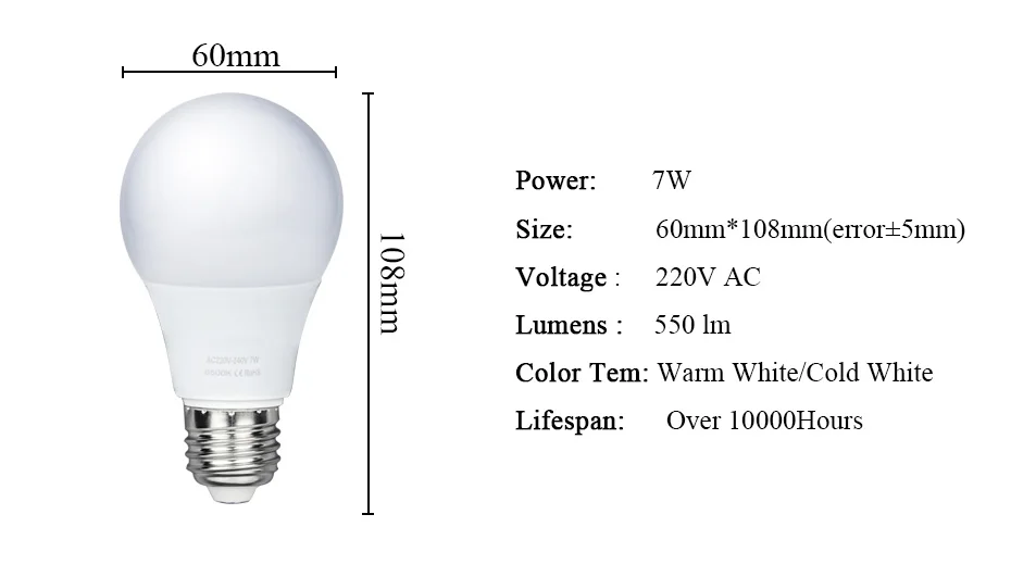 Светодиодный 3 Вт, 5 Вт, 7 Вт, 9 Вт, 12 Вт, 15 Вт, 220 В, E27, светодиодный светильник, умная, IC, реальная мощность, холодный белый/теплый белый, энергосберегающее освещение для дома