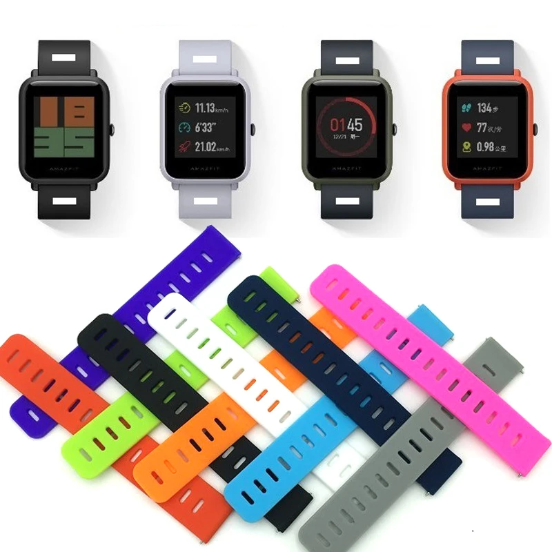 

10 Colors Silicone band for Amazfit Bip Replace watch Band Bracelet Huami Amazfit Bip Bit Wrist Strap 20mm quick fit watch strap