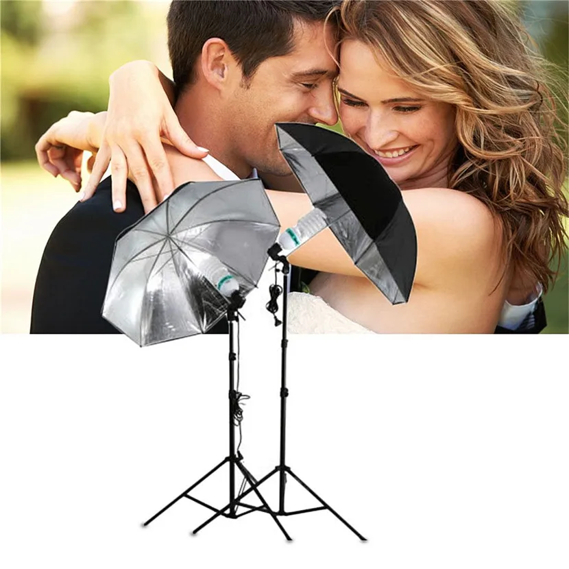 

Portable 83cm 33 inch Studio Video Flash Light Grained Umbrella Reflective Reflector Black Sliver Photo Photography Umbrellas