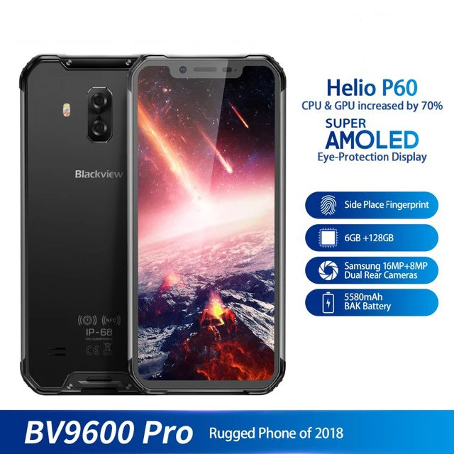 Blackview BV9600 Pro 6,2" 19:9 FHD мобильный телефон Восьмиядерный 6 ГБ+ 128 Гб 5580 мАч Android 8,1 NFC Dual SIM IP68 водонепроницаемый смартфон