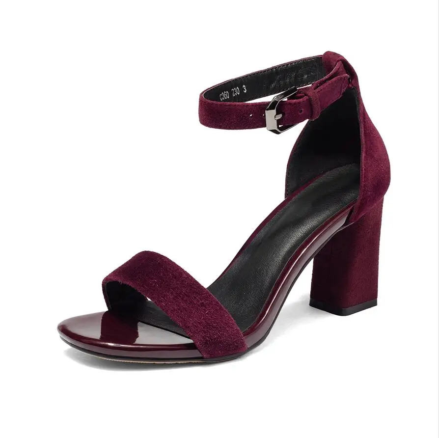 

Women Sandals Pump High Heels Sexy 2018 Summer New Elegant Fashion Buckle Square Head with Women's Low Professional
