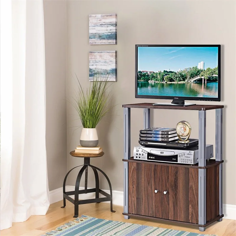 حامل تلفاز مكون وحدة رف شاشة مع خزانة LCD/LED شقة TVs مواد من الألياف متوسطة الكثافة ودائم البلاستيك الساقين
