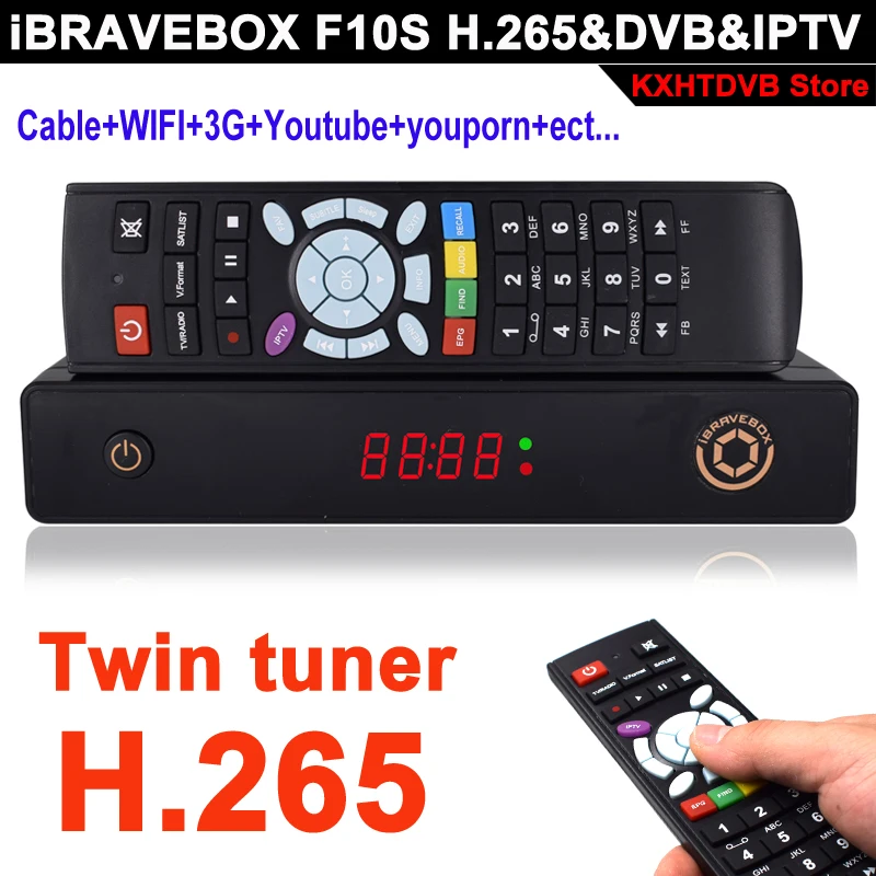 

iBRAVEBOX F10S Wifi satellite receiver TwinTune DVB S2 H.265 Support IPTV CCcam XtreamIPTV USB Media Player With LED Display