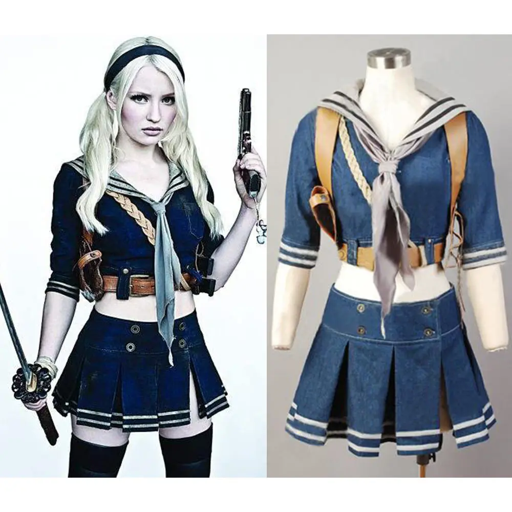 Sucker Punch cosplay Baby Doll куртка шарф матросское платье юбка костюм для косплея