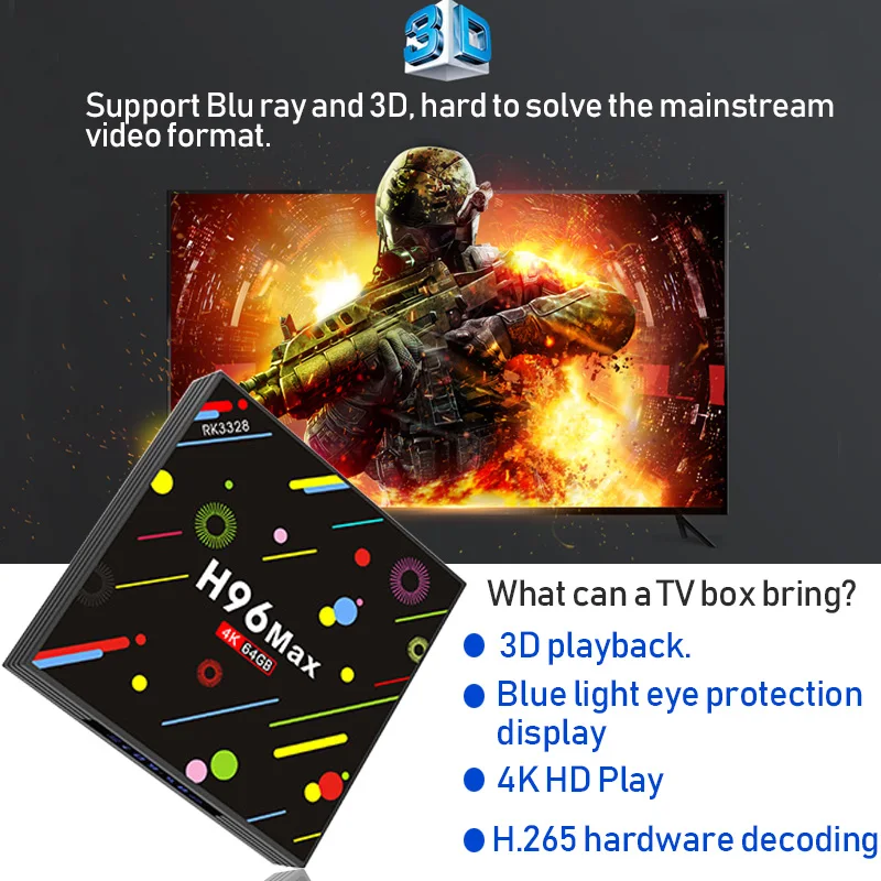 H96 MAX Android 7 1 caja de TV inteligente 4 Гб ОЗУ 32 ГБ/64 ПЗУ Rockchip RK3328 H.265 K opcional 2 4G/5 ГГц