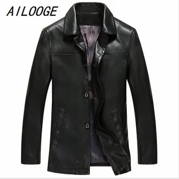 

Spring New Fashion Chaqueta De Hombre De Cuero Soft Turn Down Collar Luksusowe Kurtki Meskie High Quality Long Leather Coat Men