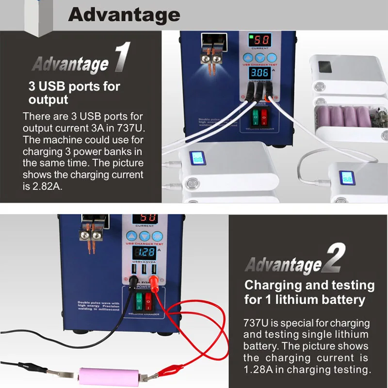 220 V/110 V SUNKKO 737U точечная сварочная машина Литиевая батарея для 18650 Сварка