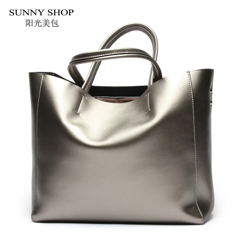 SUNNY SHOP American Luxury 100 Genuine Leather Women Shoulder Bag Brand Designer Cowhide women Real leather