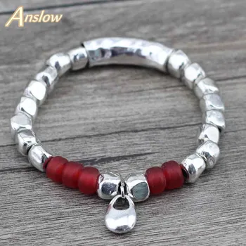 

Anslow Vintage Silver Color Beads Bracelets & Bangles Pulseras DIY Leather Bracelets Female Christmas Wholesale Cheap LOW0409LB