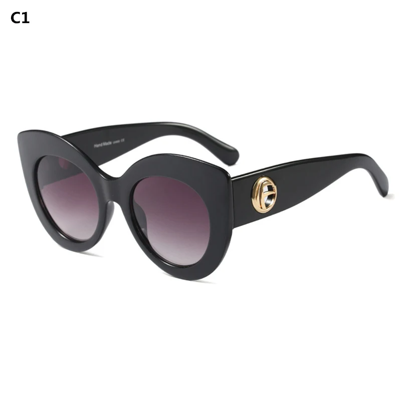 KOTTDO винтажные женские классические солнцезащитные очки с большой оправой, сексуальные солнцезащитные очки «кошачий глаз», модные PC очки, оправа Oculos De Sol Feminino - Цвет линз: C1