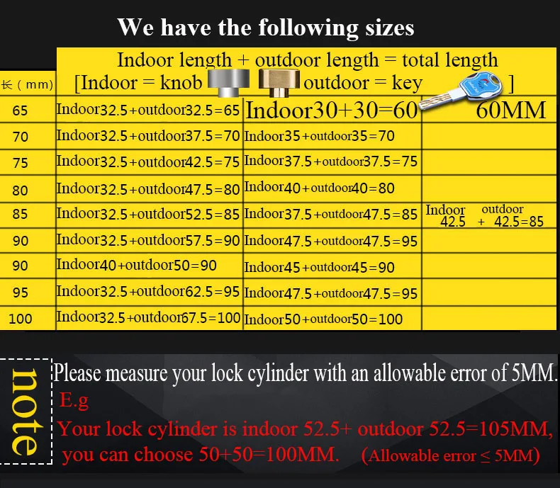 Дверной цилиндр 60 65 70 75 80 85 90 95 100 мм медный замок безопасности цилиндр безопасности двери интерьер спальня гостиная руль 10 ключей