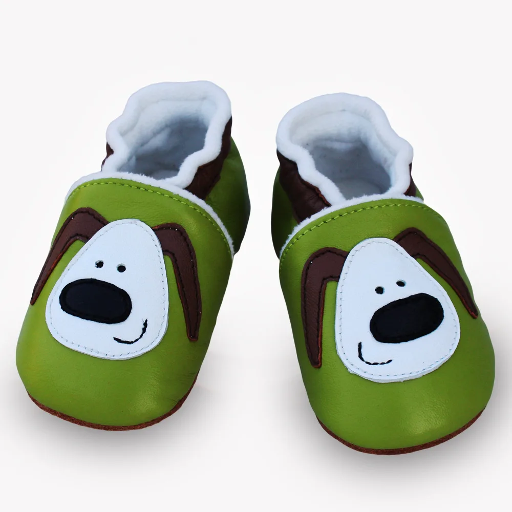 Мягкая зимняя обувь для маленьких мальчиков и девочек; обувь для малышей из натуральной кожи; обувь для новорожденных; детская обувь ручной работы на мягкой подошве; обувь для малышей - Цвет: dog