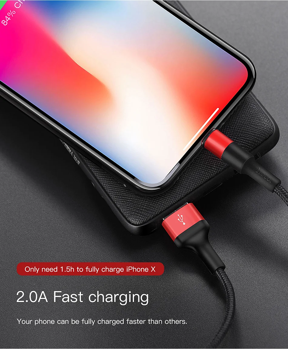 HOCO USB кабель для iPhone 11X8 7 6 5 6s plus, кабель для быстрой зарядки телефона, USB кабель для передачи данных для Apple IOS 11 iPad, USB кабель для зарядки