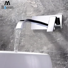 Bathroom Basin Sink Faucet Wall Mounted Square Chrome Brass Mixer Tap With Embedded Box Single Handle Double Control