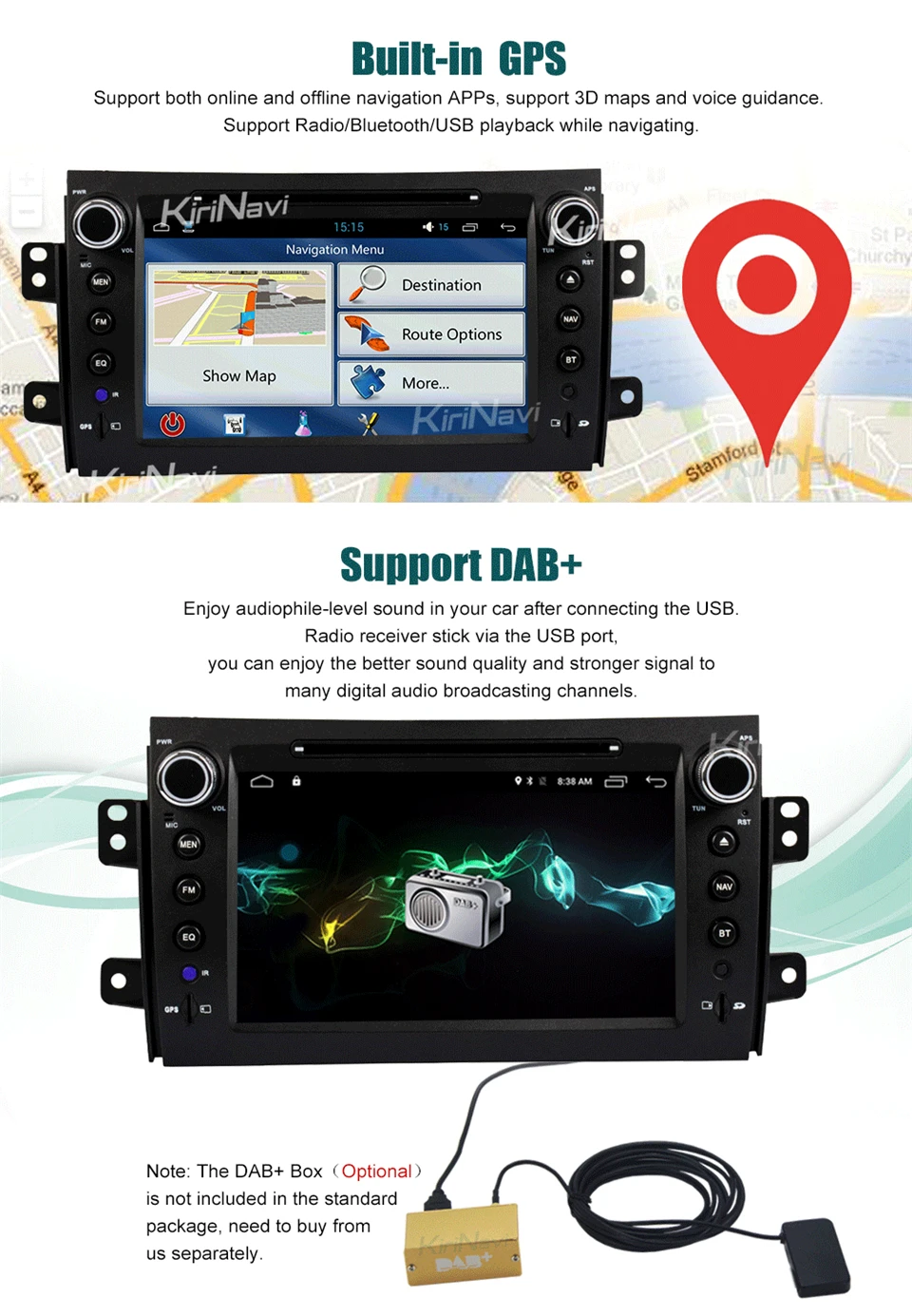 Top KiriNavi Octa core 4G LET android 7 car radio for Suzuki SX4 multimedia system 2006 - 2011 support 4K Video 4G 6