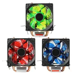 Светодиодный Dual Fan 4 тепловая трубка тихий Процессор теплоотводы радиатор для LGA 1155 775 1156 AMD 12 V двойной процессор охладитель мощный