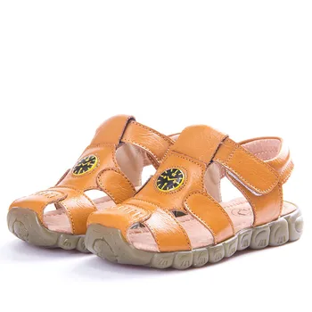 

Genuine Leather Baby boys Sandal Children Boy Shoes Student Teenager Cowhide Sandals Kids Beach Shoes Brown Yellow White Black