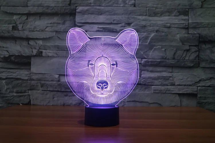 3D Illusion 7 colorful effect Change Touch Switch USB Table Light Awesome Toy Gift Decoration for Boys and Girls (Polar Bear) (7)