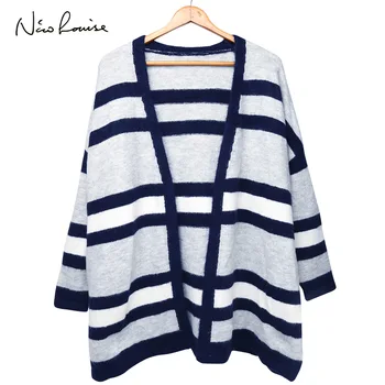

Female Cardigans Women 2018 Autumn Winter Cardigan Loose Sweaters Jumper Outerwear Stripe Overcoat Tops Long Sleeve Plus Size