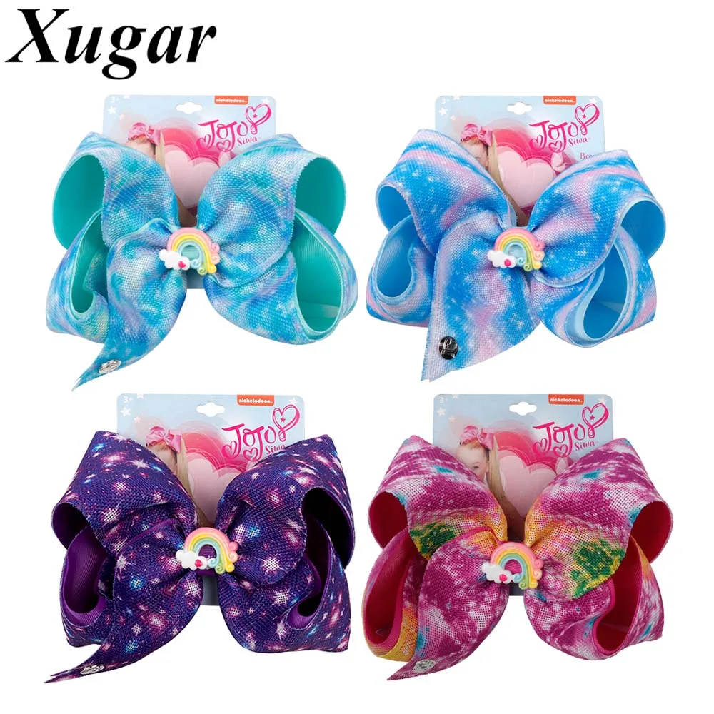 

Xugar 8 Inch Hair Accessories Flax Grosgrain Ribbon Rainbow Hair Bows Large Hair Clips for Girls Handmade Kids Hairgrips