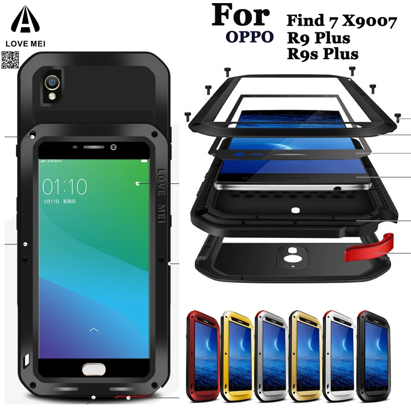 bilder für Ursprüngliche LIEBE MEI Extreme Metal Aluminium Schmutzwasserdicht Leistungsstarke Fall Für OPPO Finden 7X9007/OPPO R9 Plus/R9s + Gorilla-glas bilder für Ursprüngliche LIEBE MEI Extreme Metal Aluminium Schmutzwasserdicht Leistungsstarke Fall Für OPPO Finden 7X9007/OPPO R9 Plus/R9s + Gorilla-glas