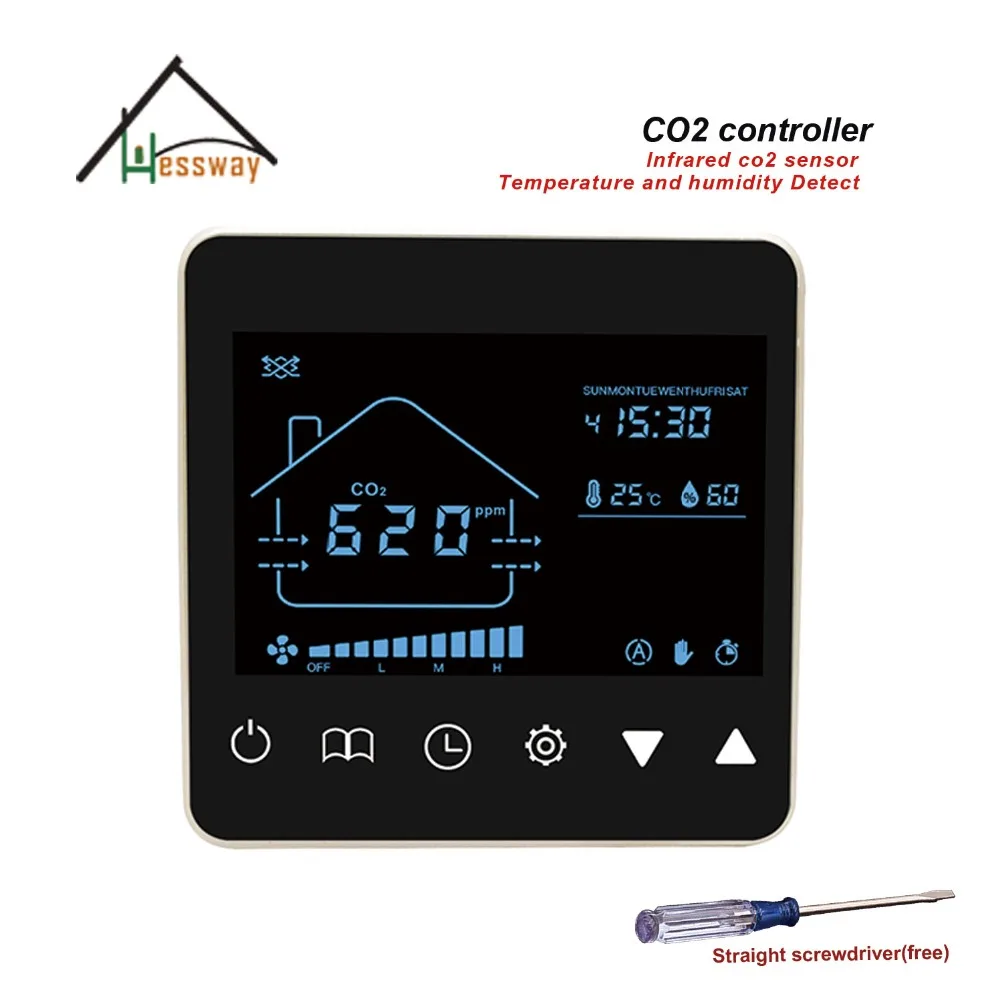 HESSWAY натер NDIR мониторинга качества воздуха co2 газовый детектор контроля 3 скорости вентилятора для Температура температуры и влажности