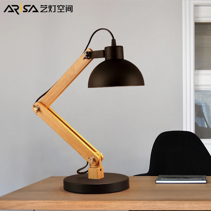 

Modern LED Nordic Wooden Table Lamps Bedroom Fixtures Decoration Bedside Lamps Iron Lighting Study Lamps Creative desk Lamps