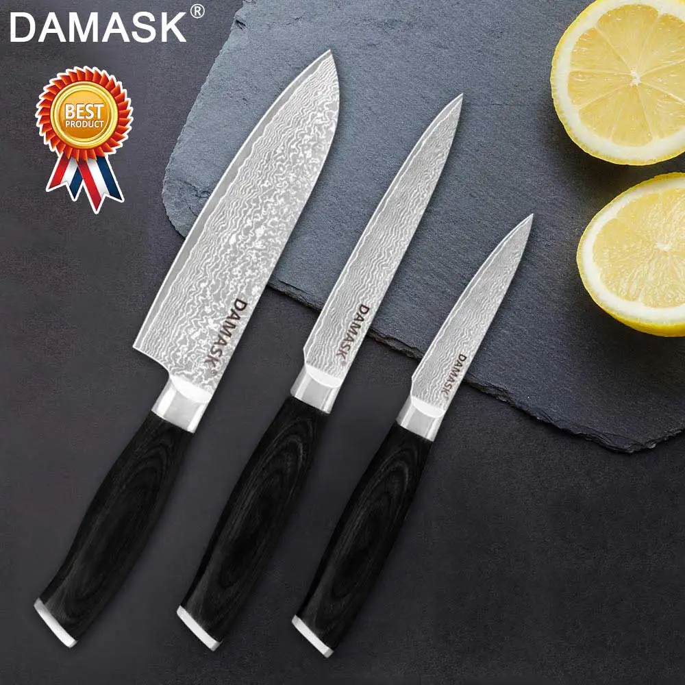 Damask " Santoku 5" утилита 3," нож для очистки овощей Дамаск острые кухонные ножи набор японский VG10 сталь многоцелевой шеф-повара режущие инструменты