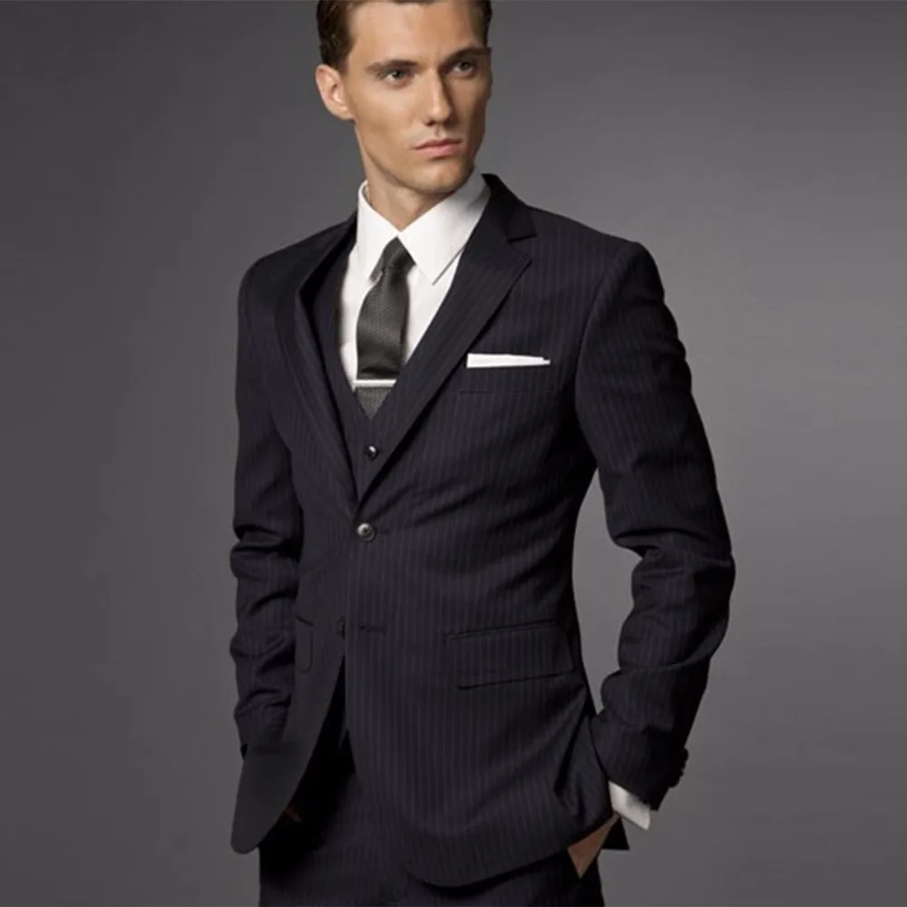 Traje De Novio Para Boda Traje Para Hombre 2019 Traje A Rayas Para Hombres Esmoquin Para Boda Traje A Medida De 3 Piezas Esmoquin Negro Para Boda Para Hombres Jackets Dress Jacket Juicytie Guan