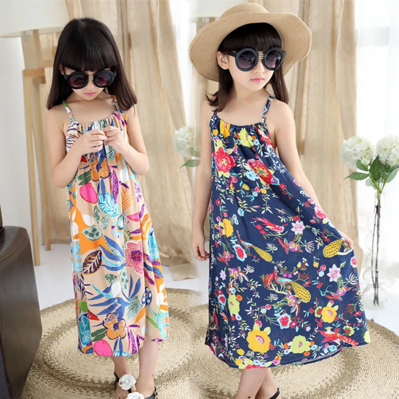 

Holiday beach teenage girls clothes 8 10 12 13 14 years 2018 girls summer dresses flowers printed maxi long girls dresses summer