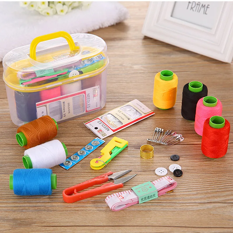 Sewing Tools Handle Craft Sewing Box Colorful Sewing Thread Needle Tape
