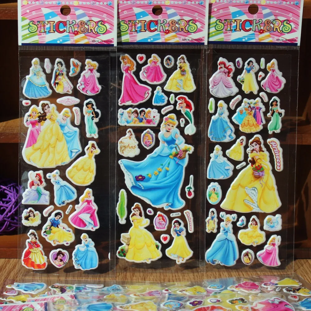 

6 sheets Grimm's Fairy Tales Fai Snow princess White Stickers for Laptop Luggage Bicycle Motorcycle Puffy Schneewittchen Sticker