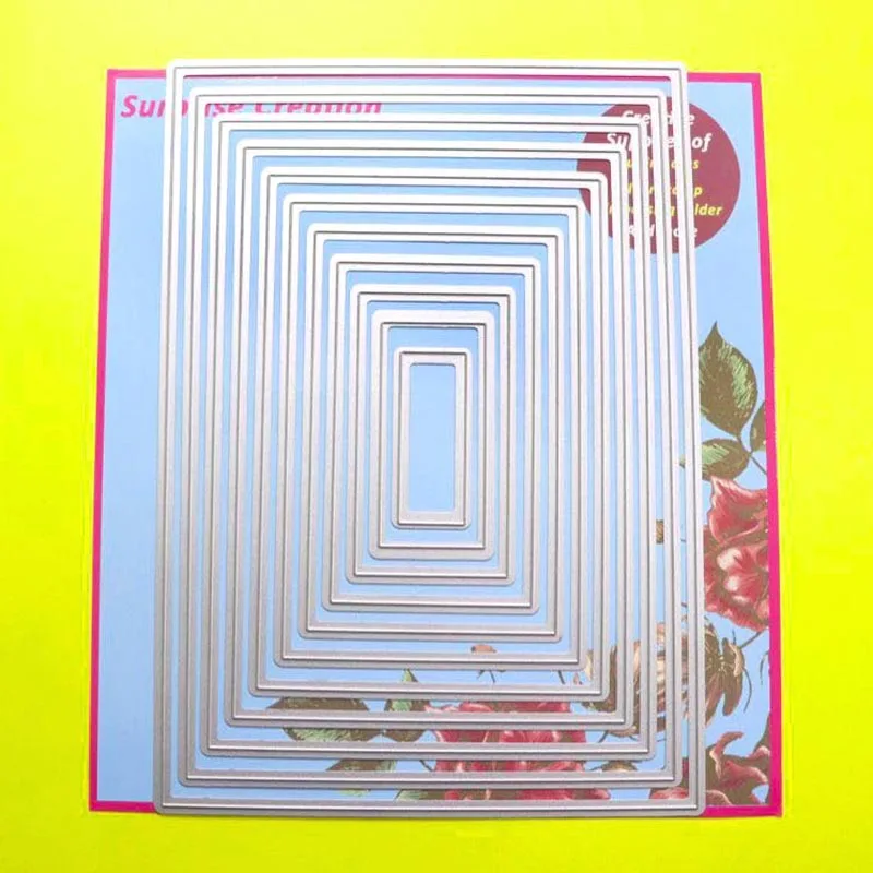 

Special size Large Cutting dies 15x21.3cm 11-Piece Rectangle Scrapbook Cardmaking DIY Craft Metal Stencil