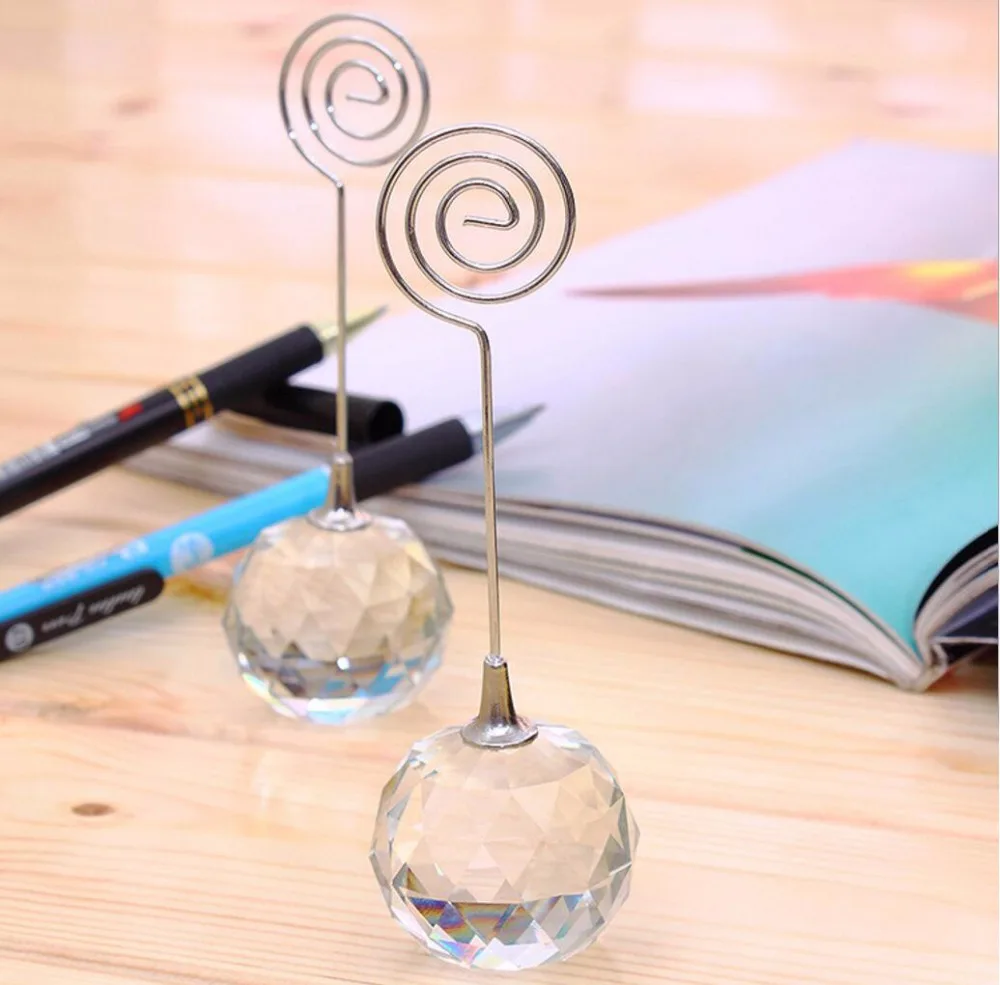 10pcs Crystal Ball Stand Name Number Table Place Card Holder For
