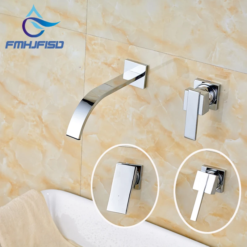 

Multiple Design Handle Basin Faucet for Bathroom Wall Mounted Chrome Finish
