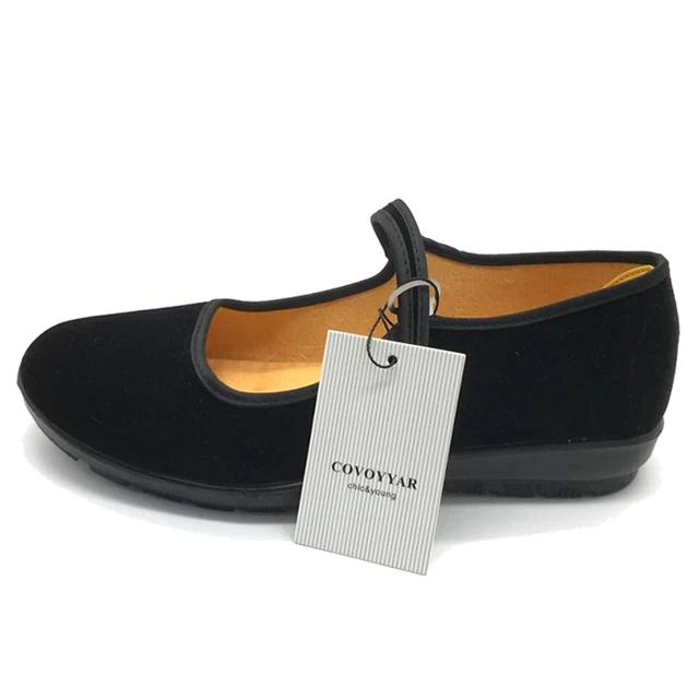 2019 Mary Janes Panie mieszkania klamra Strap wygodne kobiety buty okrągłe toe Solid casual buty plus rozmiar 34 ~ 41 czarny WFS508 -