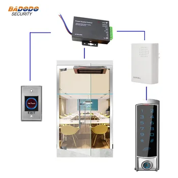 

Access control with touch screen metal standalone controller 180Kg magnetic electric lock for single glass door home office safe