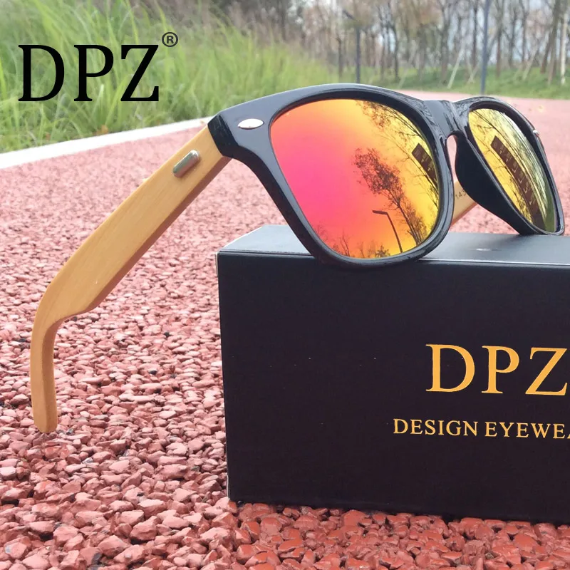 

2018 DPZ Hot Men Bamboo Sunglasses UV400 rayeds Wood Sunglasses Classic Retro Rivet Shades Sunglasses with original package